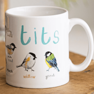 Tits Ceramic White Bird Mug