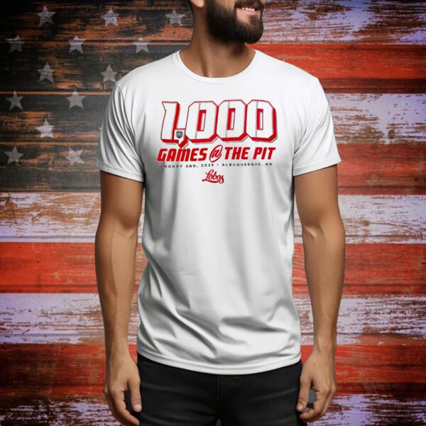 1000 Games at the Pit January 3rd 2025 Albuquerque NM Lobos Tee Shirt