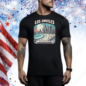 Los Angeles Oversized Beachside Glow & Hollywood Nights Design Tee Shirt