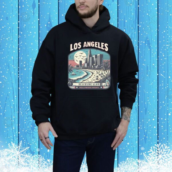 Los Angeles Oversized Beachside Glow & Hollywood Nights Design Tee Shirt