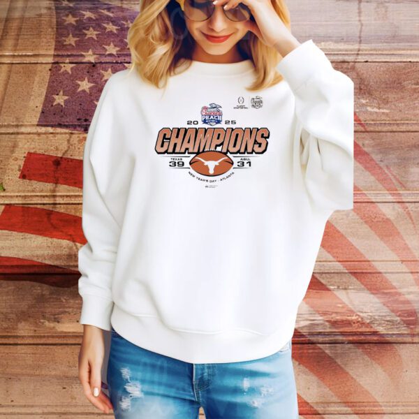 Official Texas Longhorns Vs ASU Arizona State Sun Devils 39-31 Score Playoff Quarterfinal 2025 Chick-Fil-A Peach Bowl Champs New Year’s Day NCAA Tee Shirt