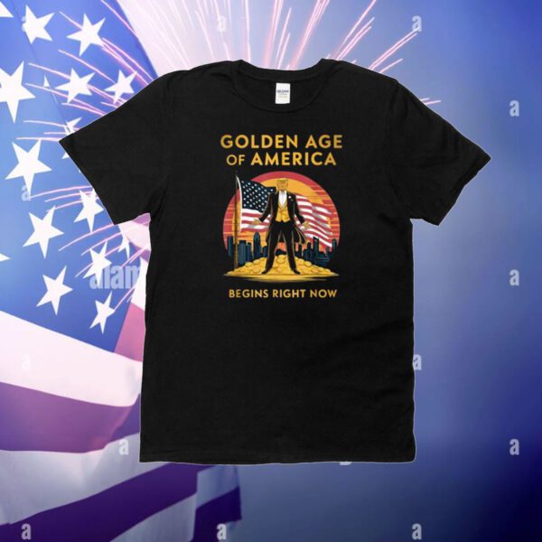 The Golden Age Of America Begins Right Now Trump Usa flag T-Shirt