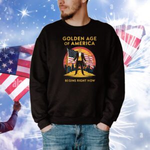 The Golden Age Of America Begins Right Now Trump Usa flag T-Shirt